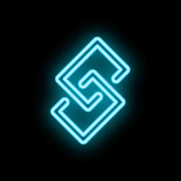Bright blue neon letter s glowing on black background Stock Illustration