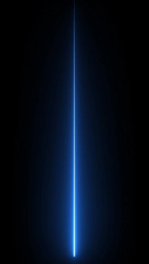 Bright blue neon line glows and pulses in dark abstract background. Видео 337710852