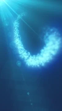 Bright blue particle stream curving upward with soft rays and glowing atmosph 스톡 일러스트