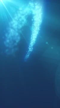 Bright blue particle stream curving upward with soft rays and glowing atmos.. 스톡 일러스트