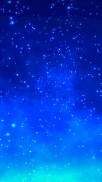 Bright blue particles floating in dark night sky atmosphere backdrop Illustrazione stock