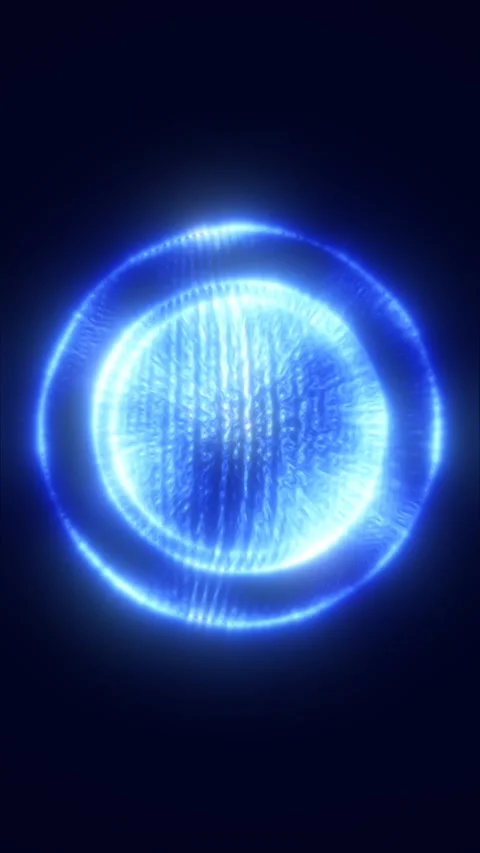 Bright blue plasma orb with glowing ring and textured core on a dark backgr.. Stock-Footage 339032489