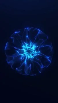 Bright blue plasma sphere forming an abstract glowing energy structure. Fut.. 스톡 일러스트