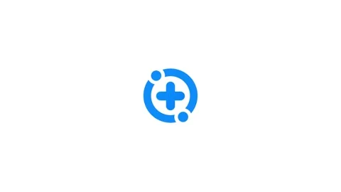 Bright Blue Plus Sign Inside Circle with Two Dots Icon on animation White B.. Stock Footage 321855784