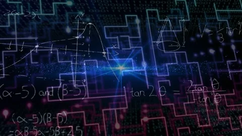 Bright blue point appearing, spiking; band glowing, grid sharpening, math Stock Footage 335761889