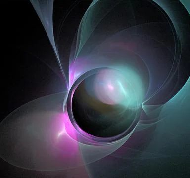 Bright blue-purple abstract pattern on black, color digital graphics Illustrazione stock