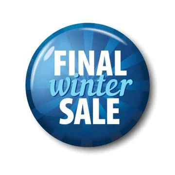 Bright blue round button with words 'Final Winter Sale' Stock Illustration