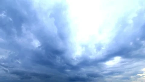 Bright Blue Sky with Dramatic Cloud Formations and Light Rays Stock-Footage 311587122