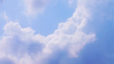 Bright blue sky with fluffy white clouds on a clear sunny day (timelaps) Stock Footage 331367183