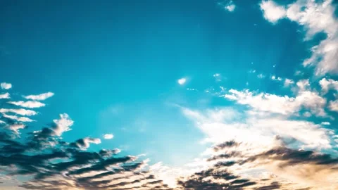 Bright Blue Sky With Moving White Clouds During A Sunny Day Stock Footage 342213888