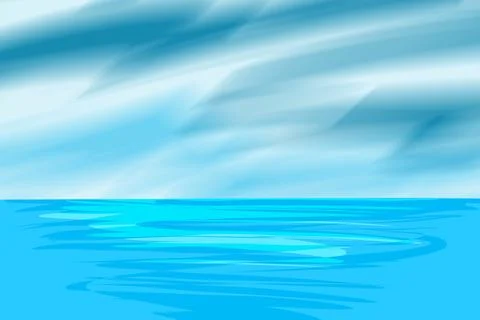 Bright Blue Sky Reflected Across Calm Ocean Illustration Illustrazione stock
