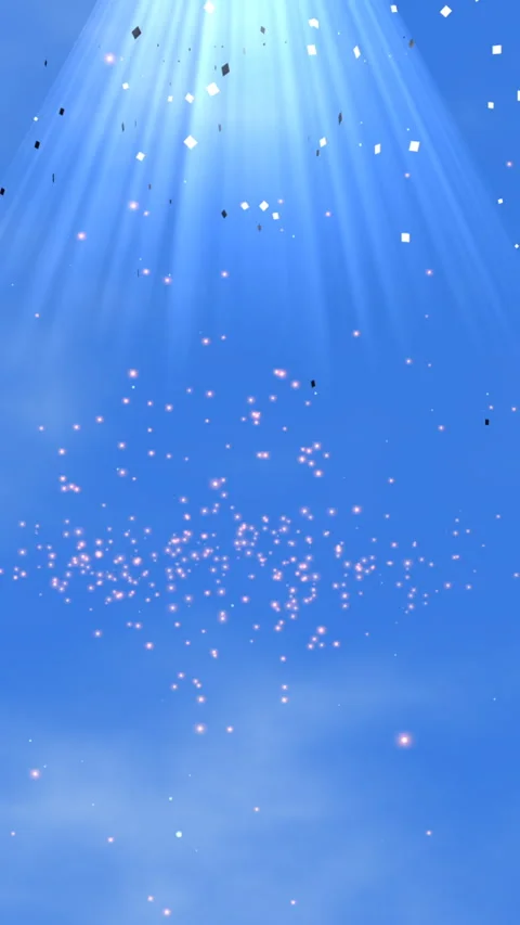 Bright Blue Sky With Sun Rays And Sparkling Lights For Celebration Or Magic.. Stock Footage 336410061