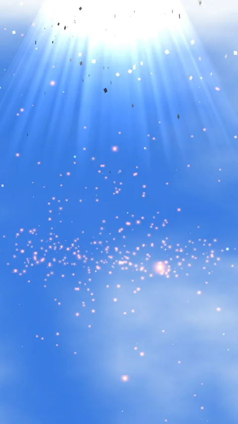 Bright Blue Sky With Sun Rays And Sparkling Lights For Celebration Or Magic.. Stock Footage 336410076