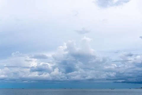 Bright Blue Sky with White Clouds for Background or Wallpapers. Photos