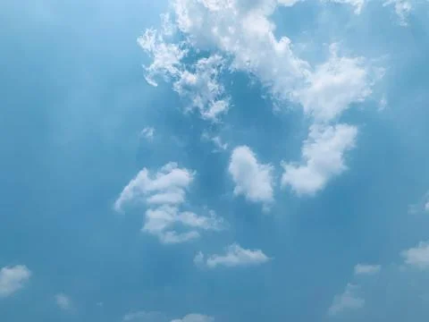 Bright Blue Sky with White Cumulus Clouds Jakarta Indonesia Stock Photos