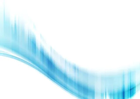 Bright blue smooth blurred wave with striped glitch effect, abstract backgrou Illustrazione stock