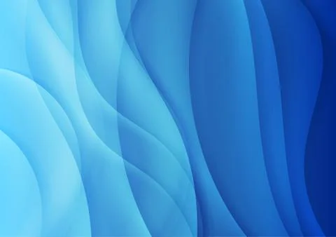 Bright blue smooth blurred waves abstract elegant background Stock Illustration