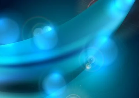 Bright blue smooth wavy abstract background with glowing bokeh lights 스톡 일러스트
