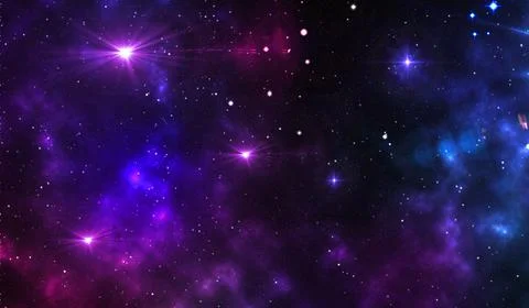 Bright blue space background with glowing stars Stock Illustration