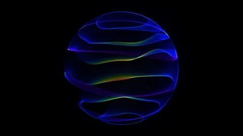 Bright blue spectrum wave sphere. Smooth wrapping globe. Transparent lumino.. 库存影片 330257794