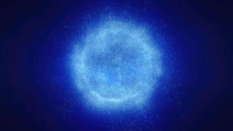 Bright blue sphere with a cosmic texture, floating against a dark background, Stock Illustration