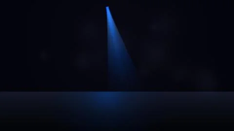 Bright blue spotlight shining on a dark empty stage Stock Illustration