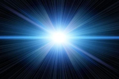 Bright blue star. Explosion flash background Illustrazione stock