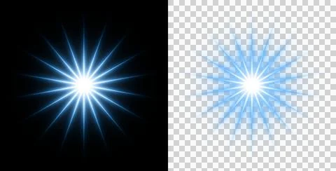 Bright Blue Starburst Light Explosion with Radiant Glow Lens Flare Energy Effect Stock Illustration