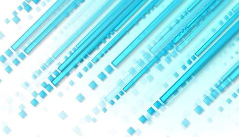 Bright blue stripes and squares geometric abstract background Stock Illustration