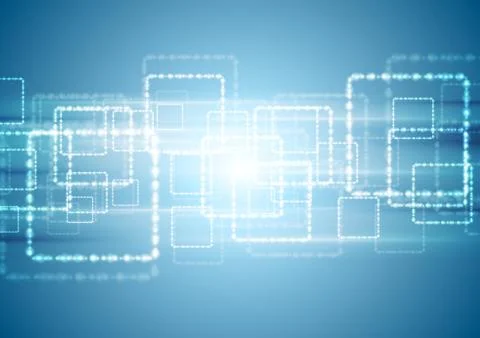Bright blue tech background with shiny squares 스톡 일러스트