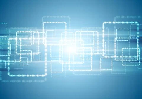 Bright blue tech background with shiny squares Bright blue tech background... Stock Photos