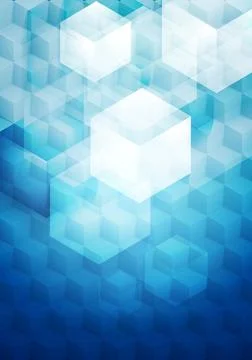 Bright blue tech geometric background with cubes Bright blue tech geometri... Stock Photos