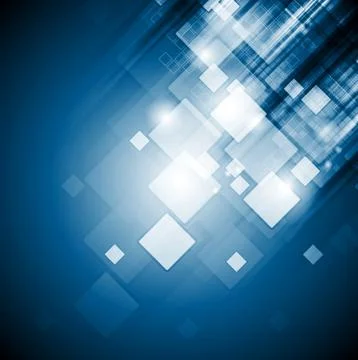 Bright blue tech squares background Stockillustratie