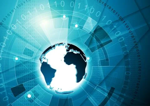 Bright blue technology communication background Illustrazione stock