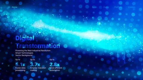 Bright blue vector background showcases the concept of digital transformati.. Stock Illustration