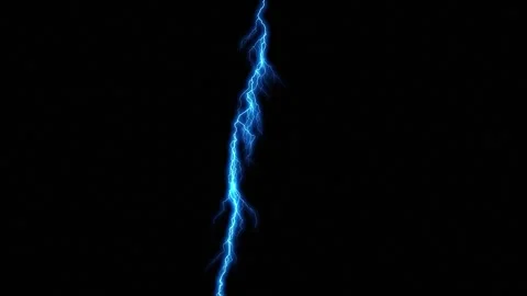 Bright Blue Vertical Lightning Bolt. Electric Light. Lightning Strike. Storm. 4K Stock Footage 286993941