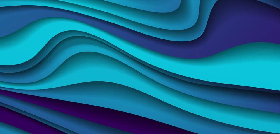 Bright blue violet smooth waves minimal abstract elegant background Stock Illustration