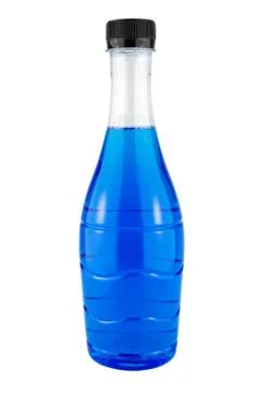 Bright blue water bottle. Stock Photos
