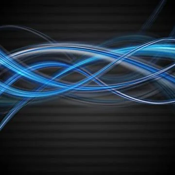 Bright blue waves on the dark background. Vector design eps 10 Bright blue... Foto stock