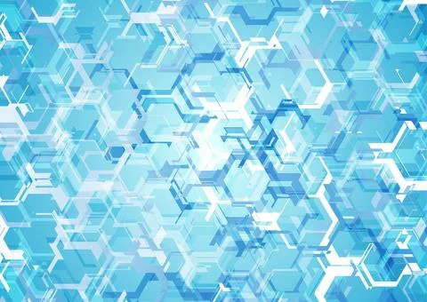 Bright blue white abstract tech hexagonal background 스톡 일러스트