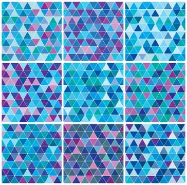 Bright blue winter triangle pattern set Stock Illustration