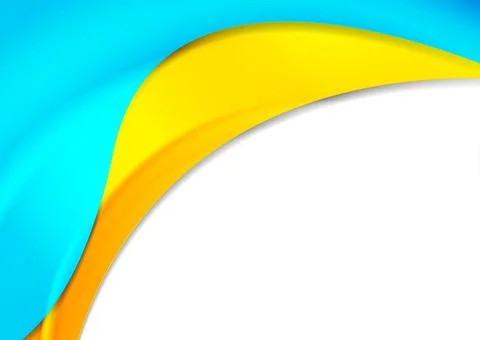 Bright blue yellow smooth waves abstract elegant background Stock Illustration