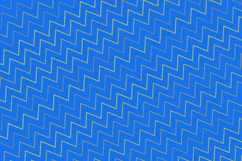 Bright blue zigzag pattern with yellow edges on fabric Stock Illustration