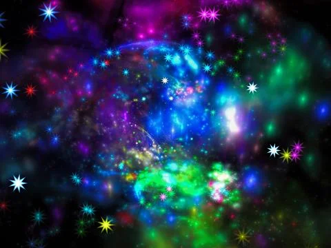 Bright blurred space theme background - abstract digitally generated image Stock Illustration