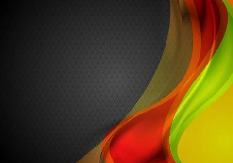 Bright blurred vector waves on black background Bright abstract vector wav... Stock Photos