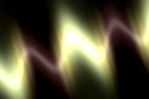 Bright blurred zigzag forms glow against a nearly black field, combining ye.. Stock Illustration