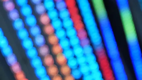 Bright Blurry Colourful Lines Blinking in Dance Parties or Nightclub. Defocused Stock Footage 142851404