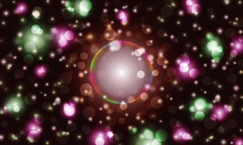 Bright bokeh light abstract background. circle bubble dark background. Stock Illustration
