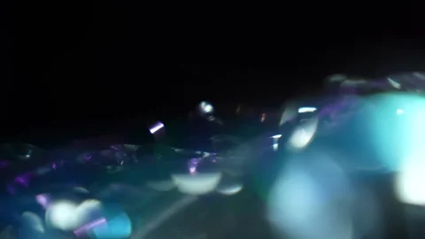 Bright bokeh light movement with soft focus in blue, purple, white and green col Stock Footage 315317146