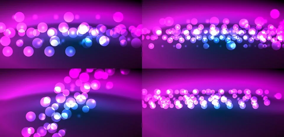 Bright bokeh lights create vibrant patterns. Pink, purple hues dominate 스톡 일러스트